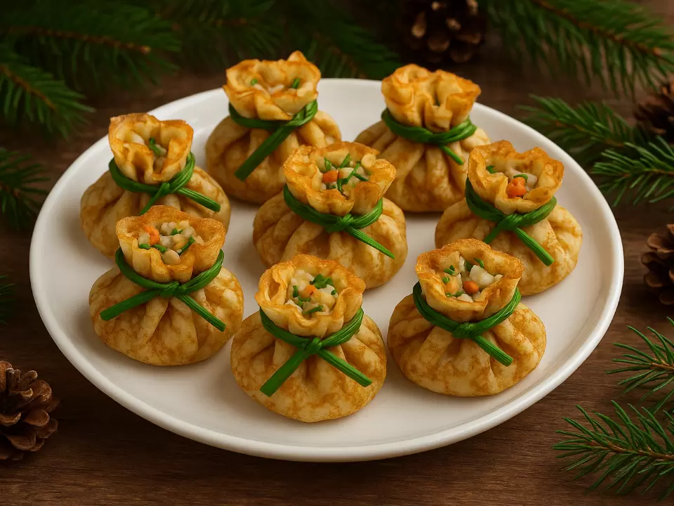 Вкусные блинные мешочки, которые оживят ваш праздничный стол