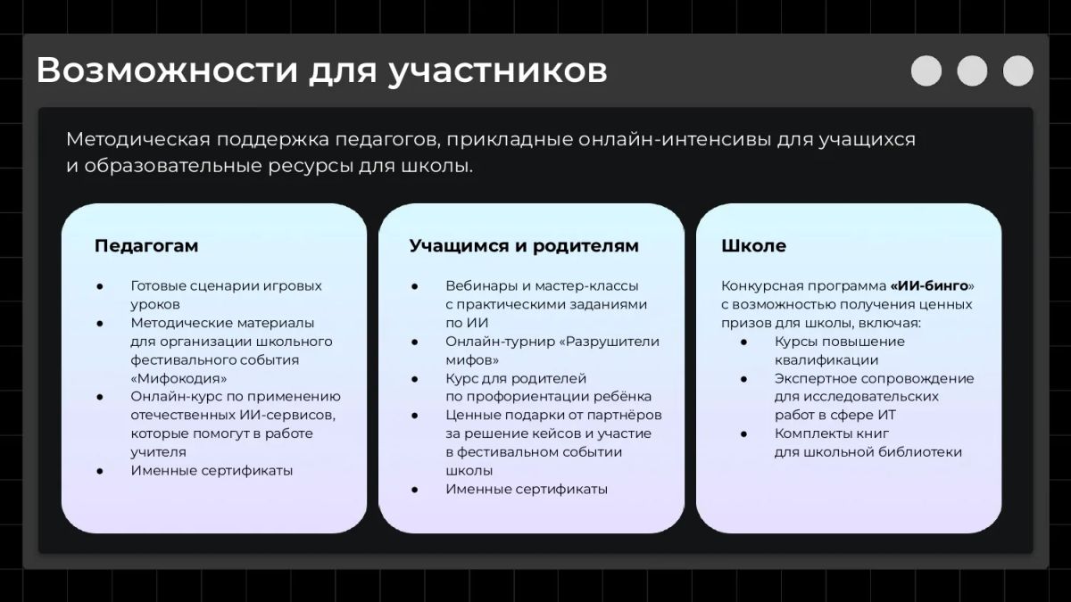 «Цифриум» совместно с АНПО «Школьная лига» и НИУ ВШЭ приглашает педагогов, учеников 5–11 классов и родителей принять участие во Всероссийской неделе искусственного интеллекта «Мифокодия» «Цифриум» совместно с АНПО «Школьная лига» и НИУ ВШЭ приглашает педагогов, учеников 5–11 классов и родителей принять участие во Всероссийской неделе искусственного интеллекта «Мифокодия»