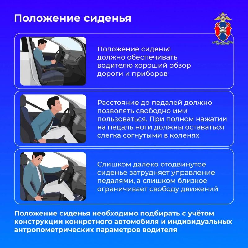 Правильная посадка за рулём напрямую влияет на безопасность поездки Правильная посадка за рулём напрямую влияет на безопасность поездки