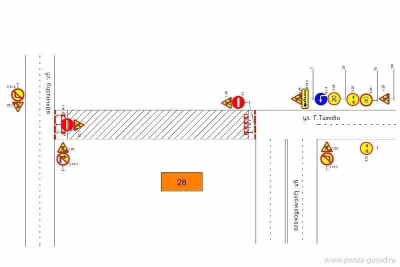 В Пензе закрыт проезд на улице Германа Титова